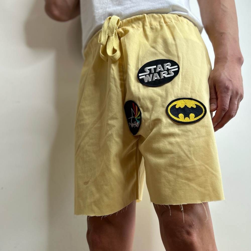 Yellow Patch Cut off Shorts
